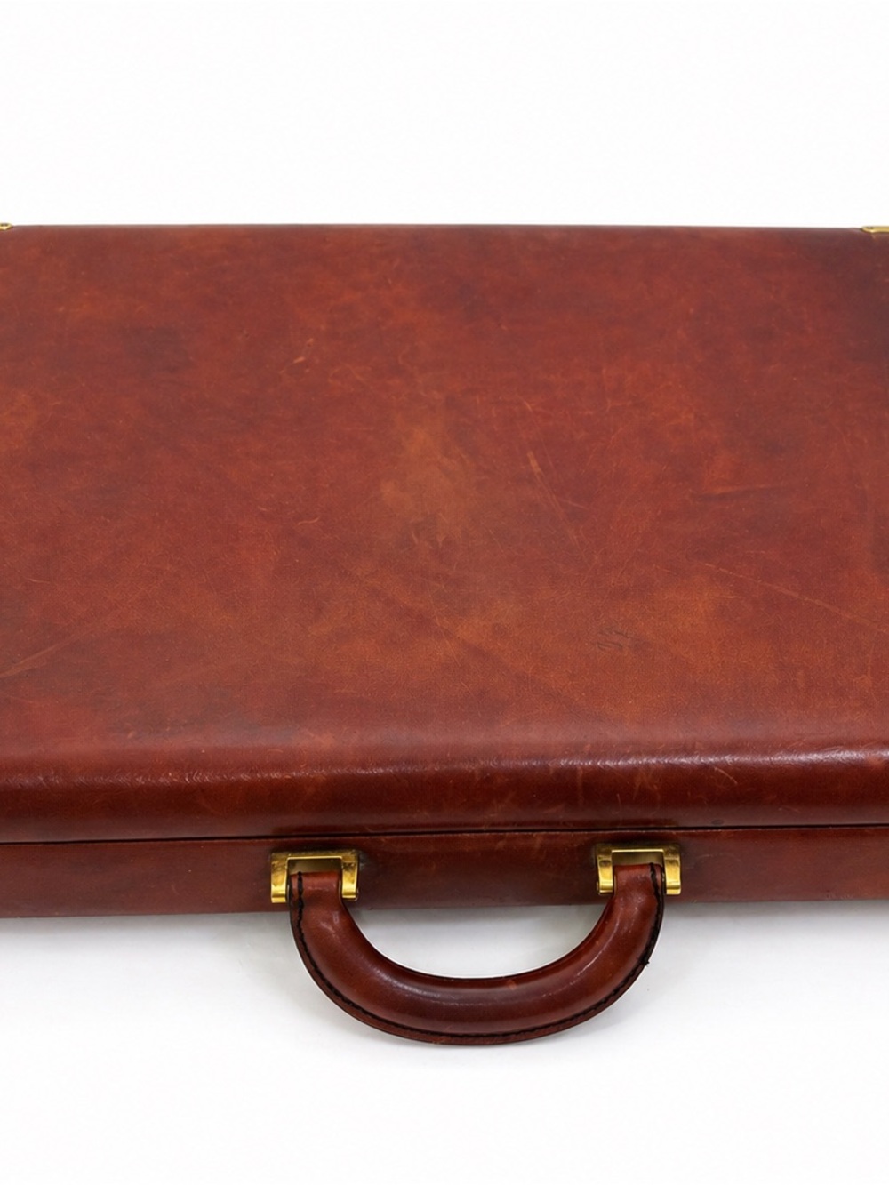 Tumi Brown Leather Briefcase with Brass Hardware